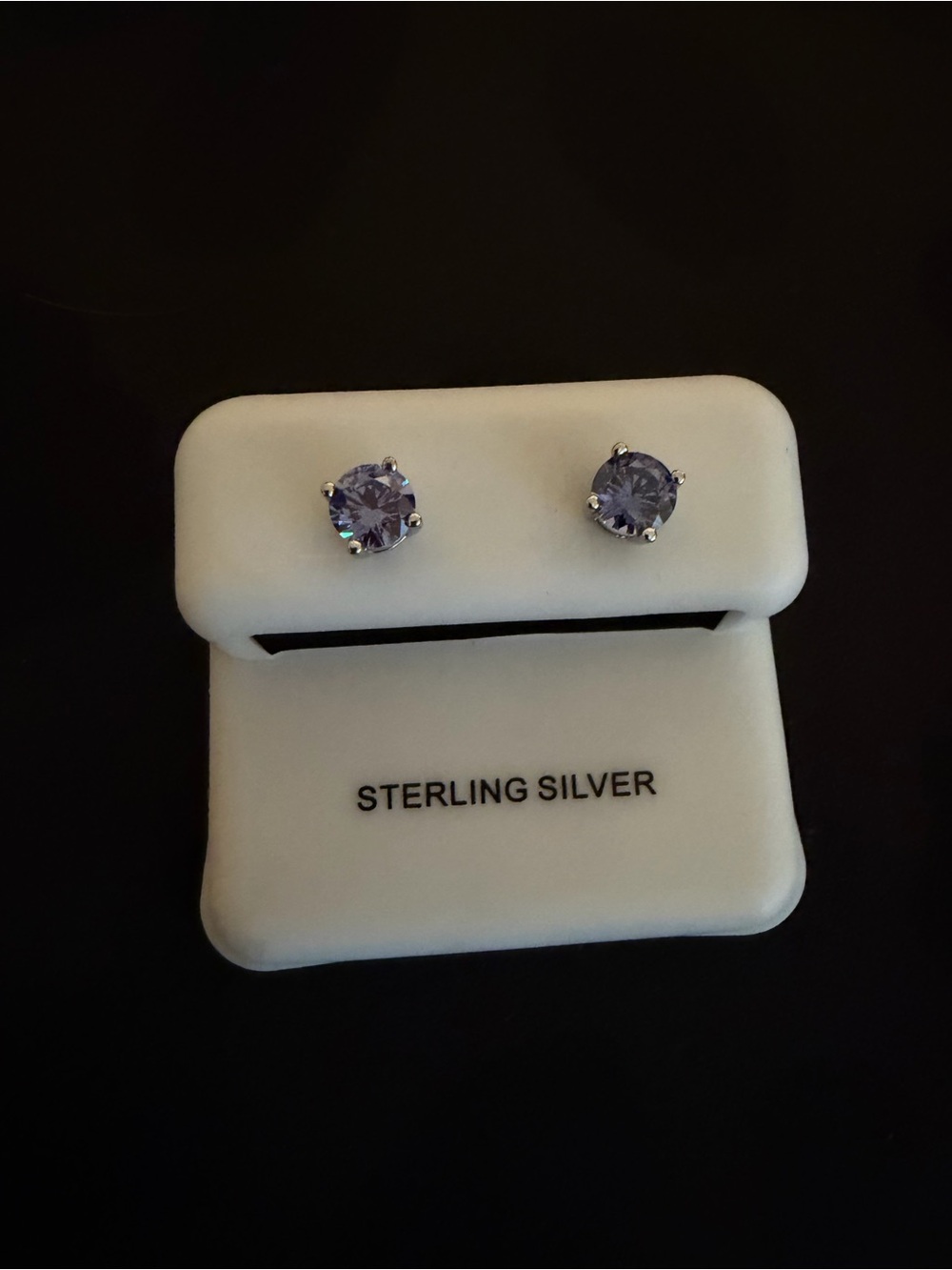 925 Sterling Silver & Blue/Purple Lab Created Stone Stud Earrings, 1 CT